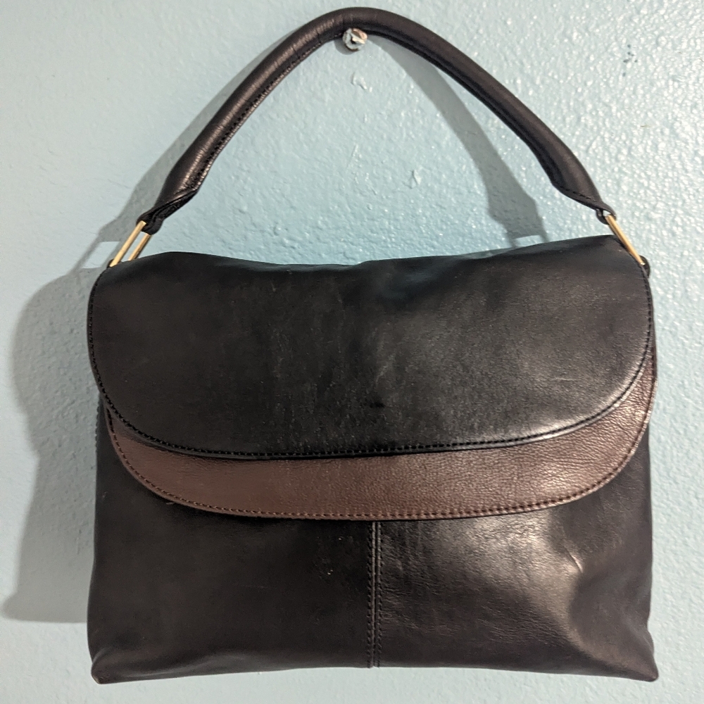 Halogen Elegant Black and Brown Leather Women's Bag